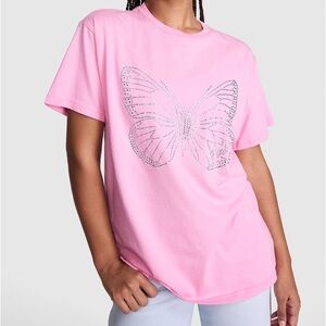 VS PINK CAMPUS COTTON TEE SHIRT PINK LOLLIPOP XXL NWT